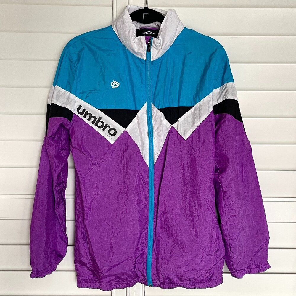 Vintage 90s Umbro Purple/Black/Blue Colorblock Windbreaker Mens Size Small